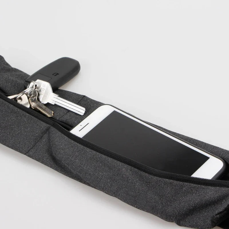 Sports Waist Belt Dual Zipper Sweatproof Phone Pouch Stretchy Running Yoga Bag for Large Screen Phone Outdoor