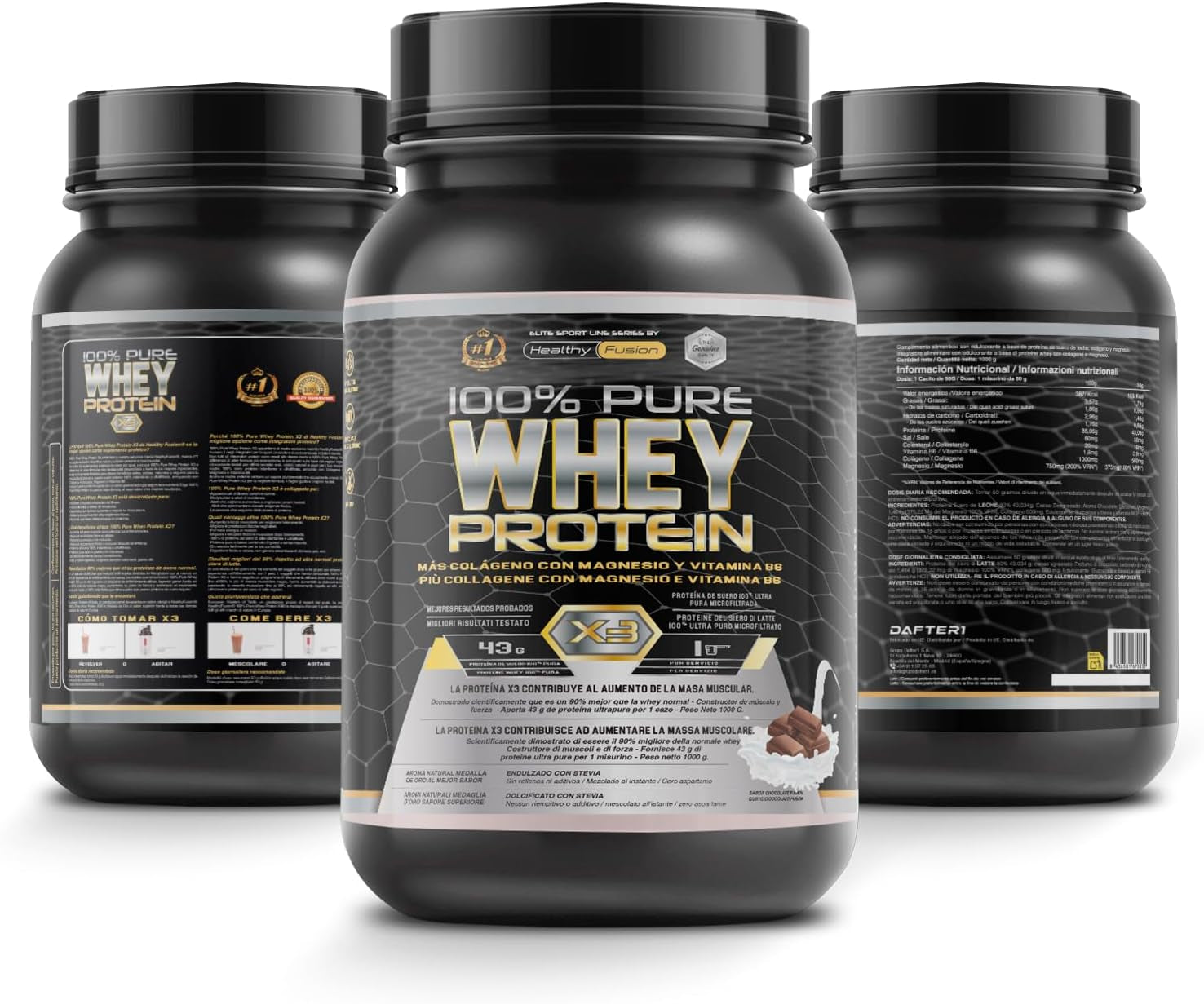 Healthy Fusion Whey Protein | Proteína Whey Pura Con Colágeno + Magnesio | Mejora Tus Entrenamientos | Protege Y Aumenta La Masa Muscular | 1000G De Proteína (Chocolate)