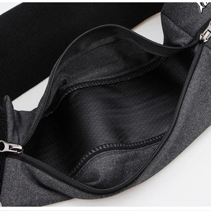 Sports Waist Belt Dual Zipper Sweatproof Phone Pouch Stretchy Running Yoga Bag for Large Screen Phone Outdoor
